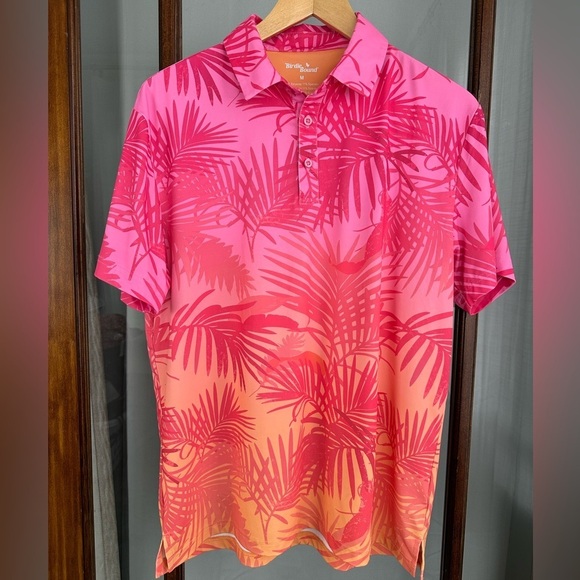 birdie bound Other - Birdie Bound Polo Shirt Medium Pink Tropical Performance Golf Stretch Casual‎